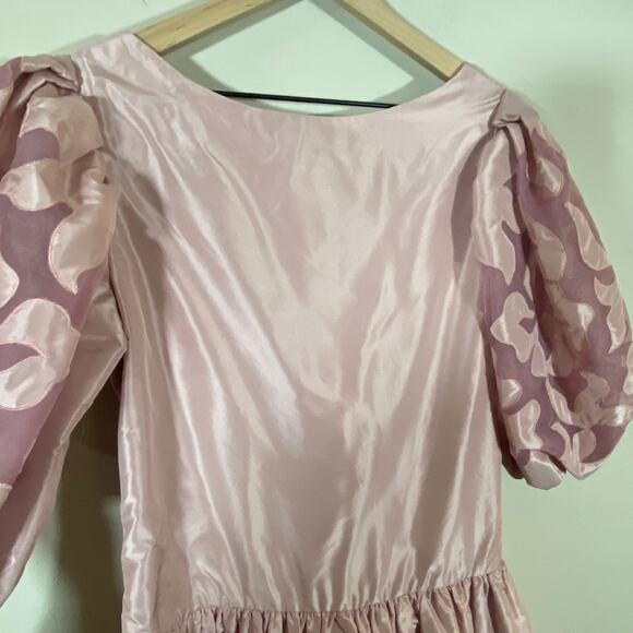 Tat Saunders the Ritz Carlton Boston Vintage Light Pink Puff Sleeve Dress Sz 12 - Picture 3 of 12
